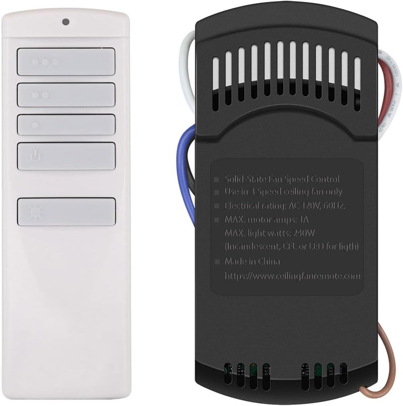 Prichor Universal Ceiling Fan Remote Control Kit Replacement for Harbor Breeze Hampton Bay Hunter, 3 Speeds with Light Dimmer, Replace A25-TX001-R1/A25-TX005-R/A25-TX013/ZJF-RT01A, 315MHz - Image 1